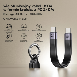 Unitek Kabel USB-C w formie breloka | USB4 | 40 Gb/s |... | PartsPC.pl