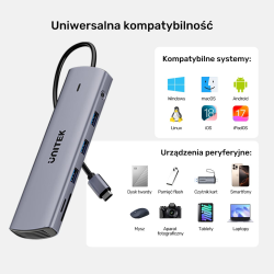 Unitek Hub USB-C 11w1 z obsługą dwóch monitorów |... | PartsPC.pl