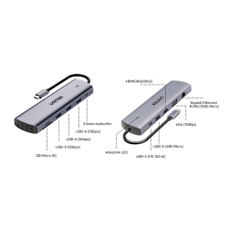 Unitek Hub USB-C 11w1 z obsługą dwóch monitorów |... | PartsPC.pl