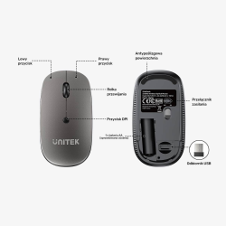 Unitek Bezprzewodowa mysz optyczna biurowa 2.4GHz | PartsPC.pl