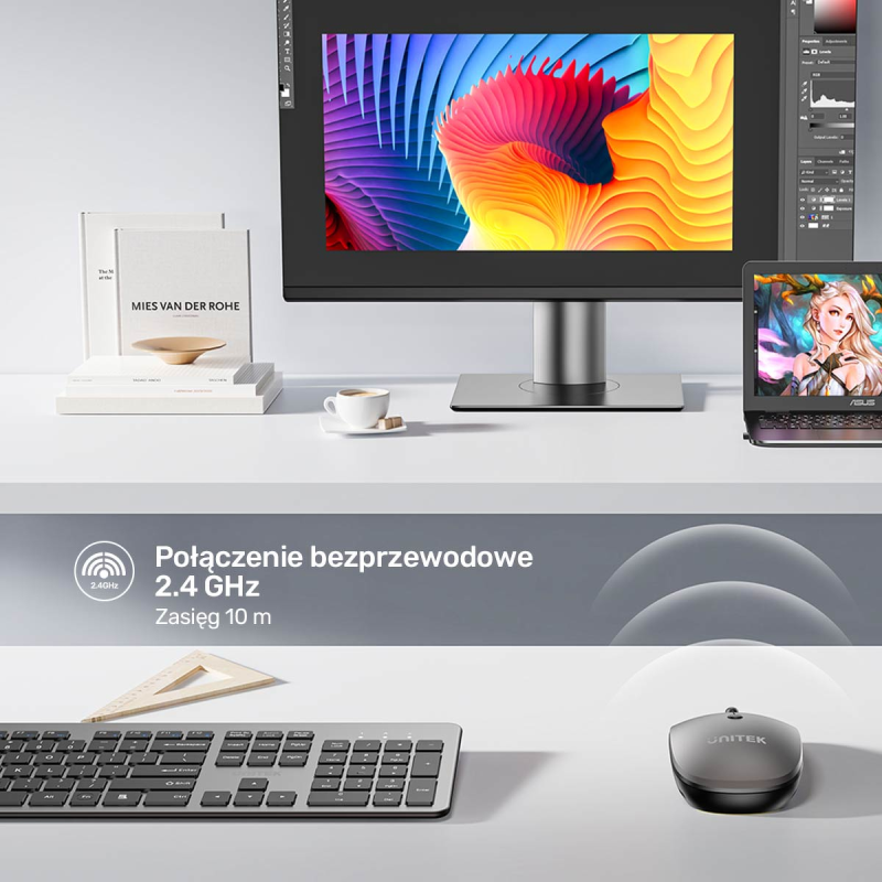 Unitek Bezprzewodowa mysz optyczna biurowa 2.4GHz | PartsPC.pl