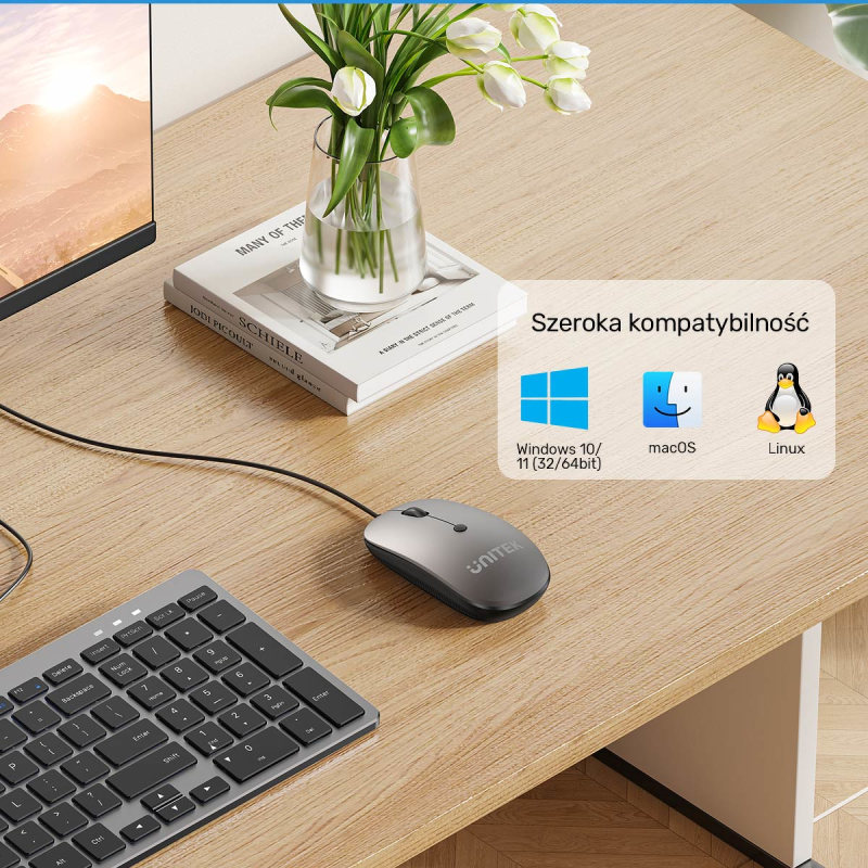 Unitek Przewodowa mysz optyczna biurowa SlimTrack 1600... | PartsPC.pl